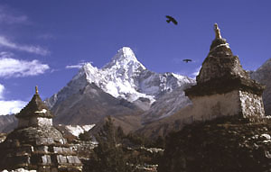 Pangboche 02  2 stupas and Ama Dablam P 0300